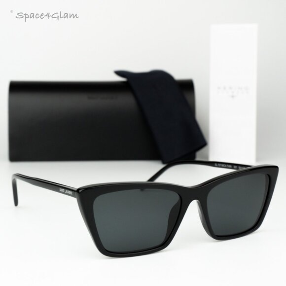 Saint Laurent Women Sunglasses Black Cat Eye SL737 MICA THIN 001 BRAND NEW - Picture 1 of 14